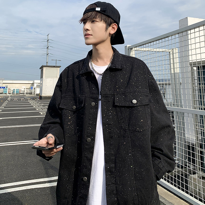 春季新款ins美式高街满天星牛仔外套男夹克潮流宽松痞帅上衣JK53,男装夹克,电商B203-1