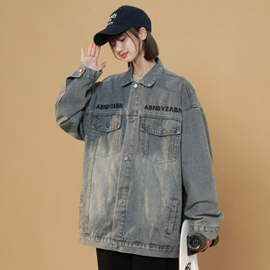 春秋季新款牛仔夹克女外套潮流字母刺绣宽松上衣 JK34 P95图片