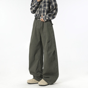 春季新款美式高街弯刀工装裤男潮流宽松直筒阔腿休闲裤052H P65，男装工装外套，电商B203-1