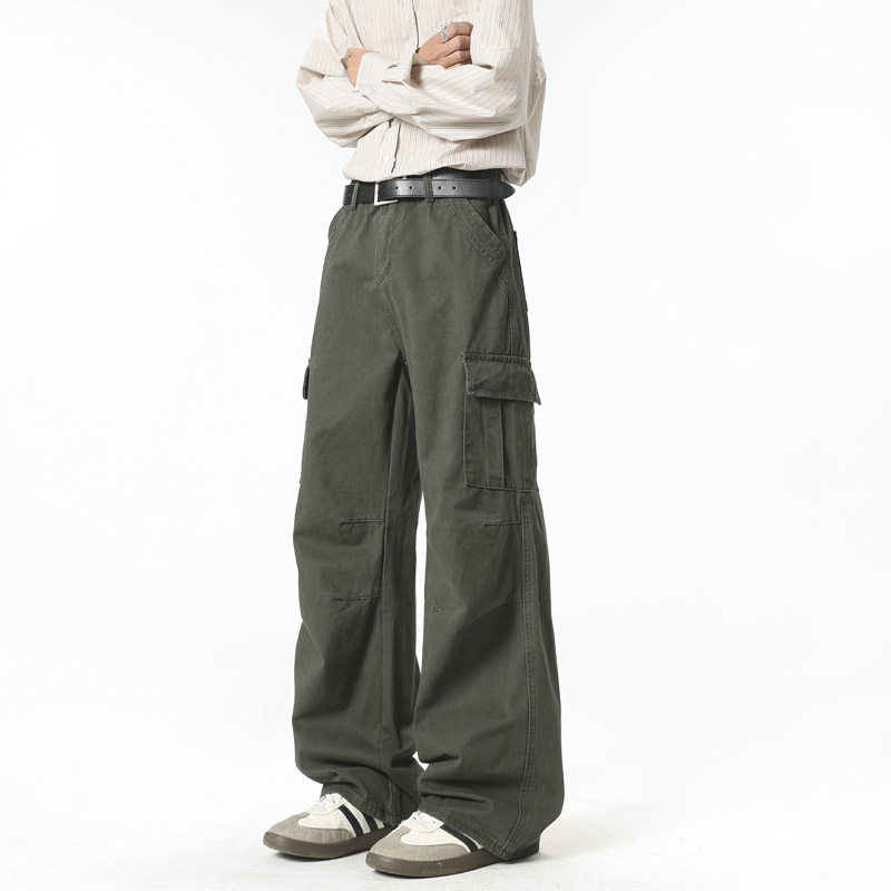 春季美式多口袋工装裤男潮流宽松直筒阔腿休闲长裤D528P55，男装工装外套，电商B203-1