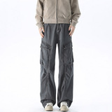 秋季美式高街大口袋工装裤男潮流宽松直筒褶皱阔腿休闲长裤KZ43，男装工装外套，电商B203-1