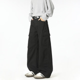 春季新款美式弯刀工装裤男潮流宽松直筒阔腿休闲长裤128HP58，男装工装外套，电商B203-1