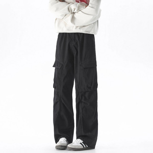 秋季美式高街大口袋工装裤男潮流宽松直筒褶皱阔腿休闲长裤 KZ43,男装工装外套,电商B203-1