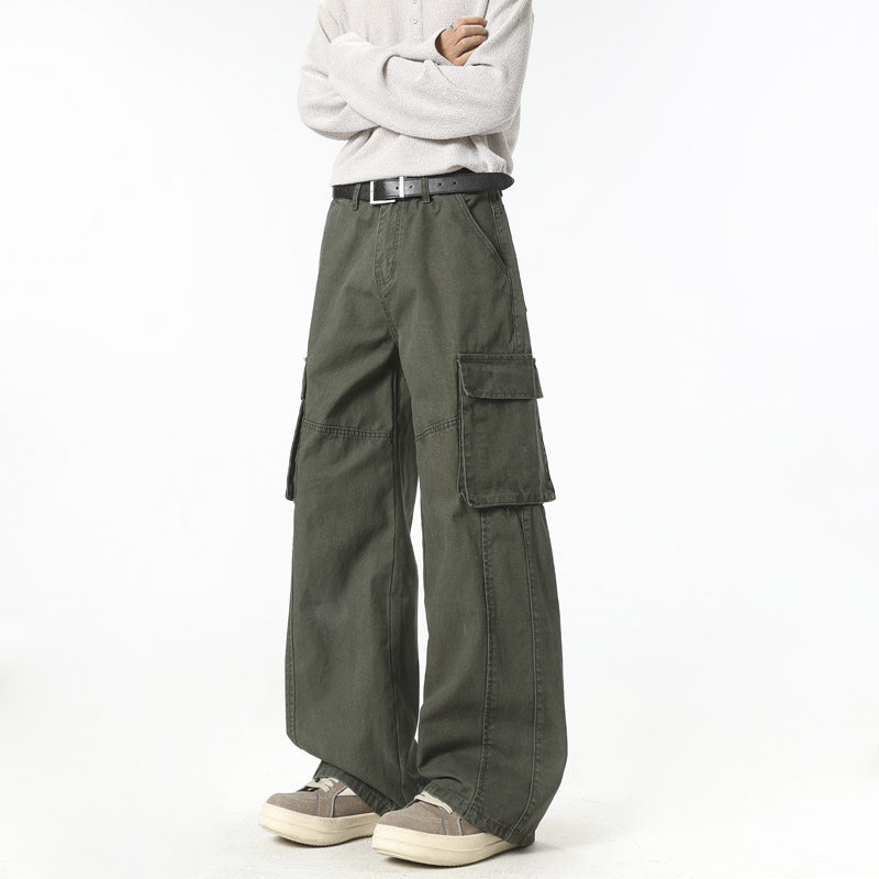 春季美式高街小众多口袋工装裤男潮流宽松直筒阔腿086HP58，男装工装外套，电商B203-1