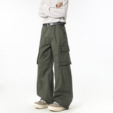 春季美式高街小众多口袋工装裤男潮流宽松直筒阔腿086HP58，男装工装外套，电商B203-1