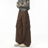 春季美式高街小众多口袋工装裤男潮流宽松直筒阔腿086HP58，男装工装外套，电商B203-1