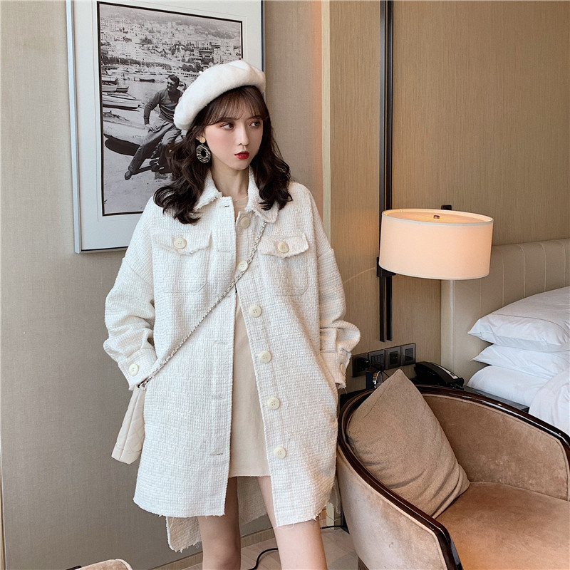 Real price woolen coat women's thickened medium length thousand bird check woolen cloth coat with cotton