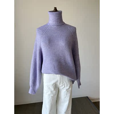 150精选 高品质 紫色高领加厚保暖粗毛线毛衣女秋冬款 2024秋冬