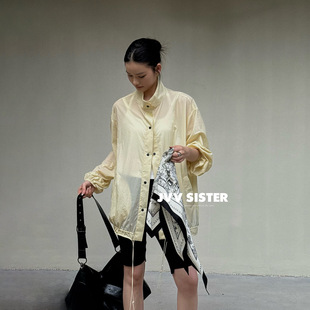 JVV十三行2026夏季新款丝巾披肩立领宽松上衣薄款防晒外套女72391