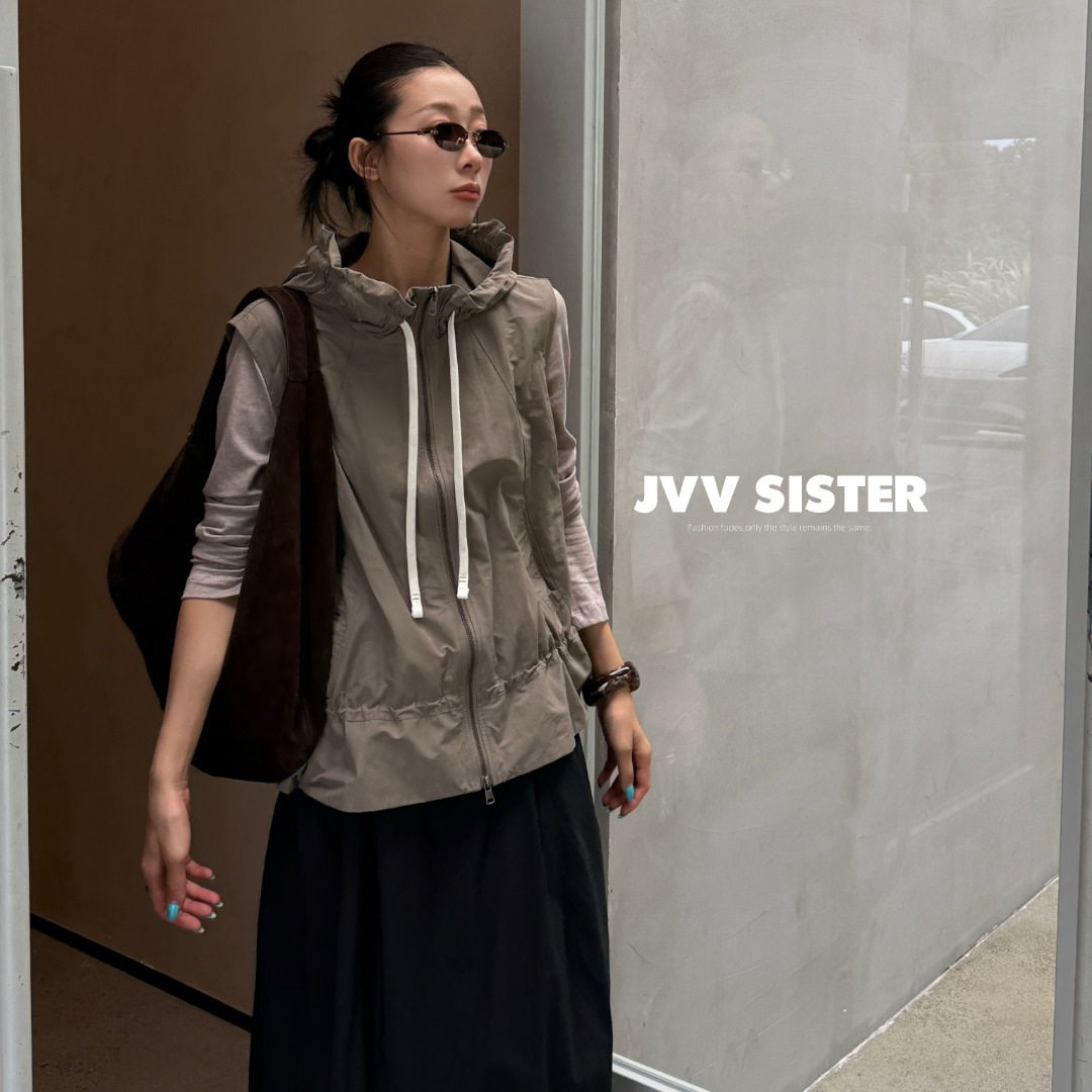 JVV十三行2026秋季新款户外工装风连帽马甲宽松休闲无袖外套91228