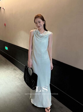 【LS新品牌】黑标极简大牌 夏季上新简约时尚优雅纯色连衣裙30609