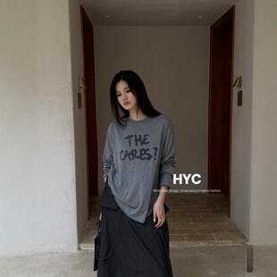 HYC十三行2026秋季新款美式街头宽松印花休闲百搭长袖T恤女20906