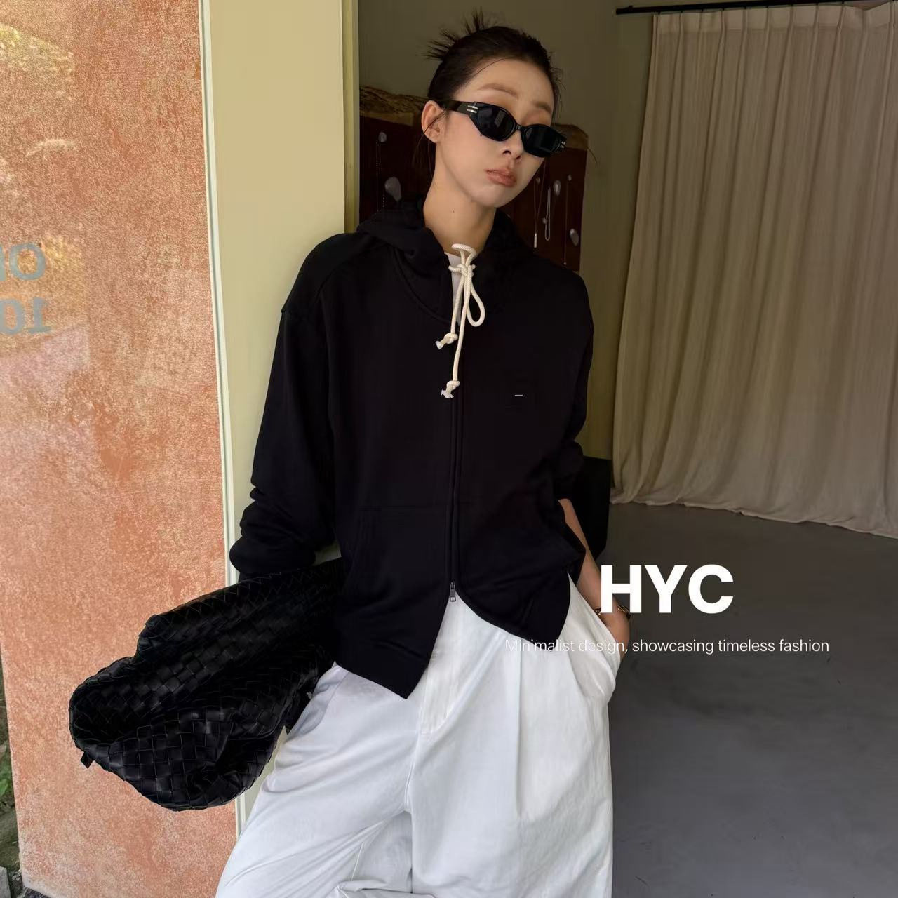 HYC十三行2026秋季新款简约休闲连帽上衣宽松百搭卫衣外套女20991