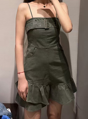 HZ欧美风辣妹性感露背包臀裙女2026新款蕾丝花边吊带连衣裙730002