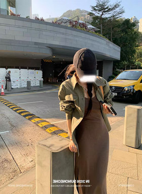 SUNONEONE 270g宽松翻领按扣工装衬衫外套女春季宽松百搭长袖上衣