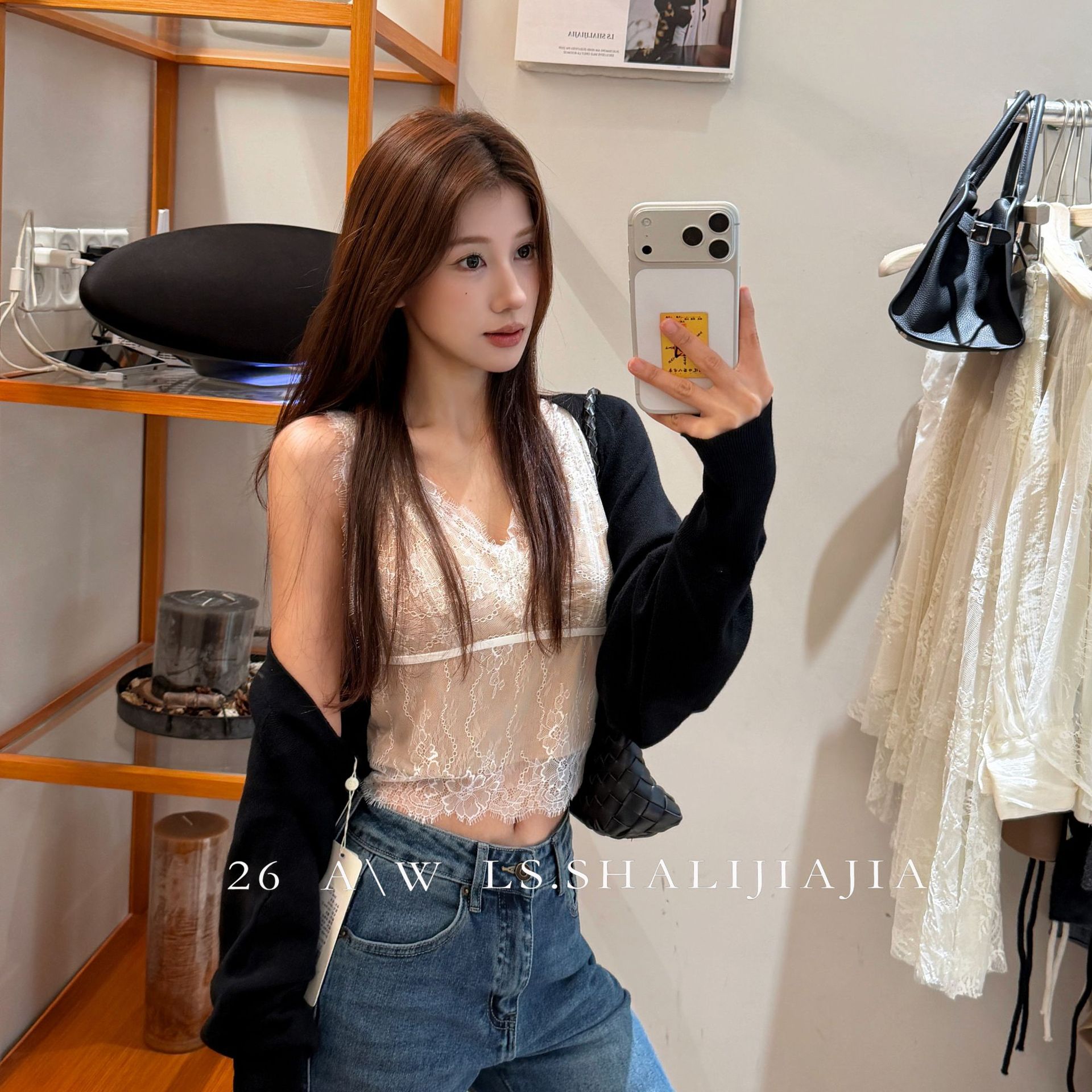 LS 纯欲蕾丝吊带美背内搭上衣广州十三行2026早秋新款女装22986#