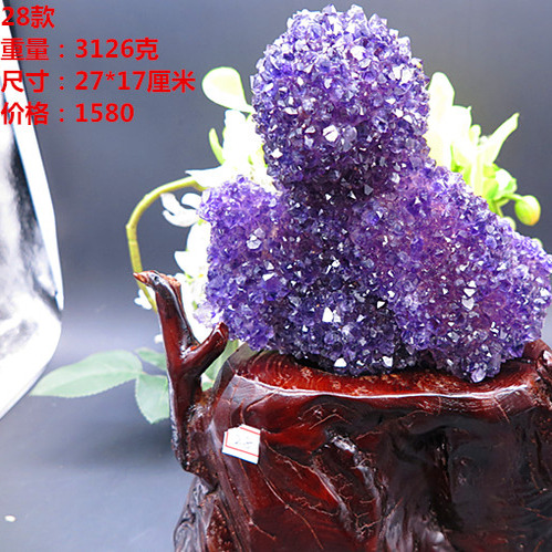 乌拉圭天然紫晶花像形原石消磁防辐射紫水晶簇原矿石摆件一物一图