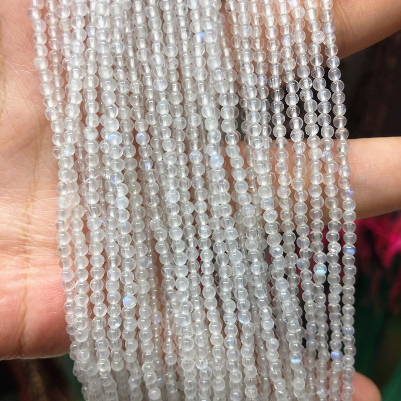 天然白月光蓝月光圆珠散珠女款珠子DIY饰品配件2.6mm半成品长链
