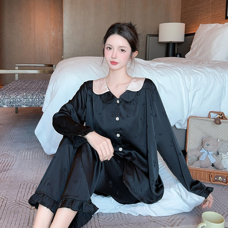 冰丝缎面睡衣女高级感轻奢风ins高颜值慵懒宽松版家居服可外穿