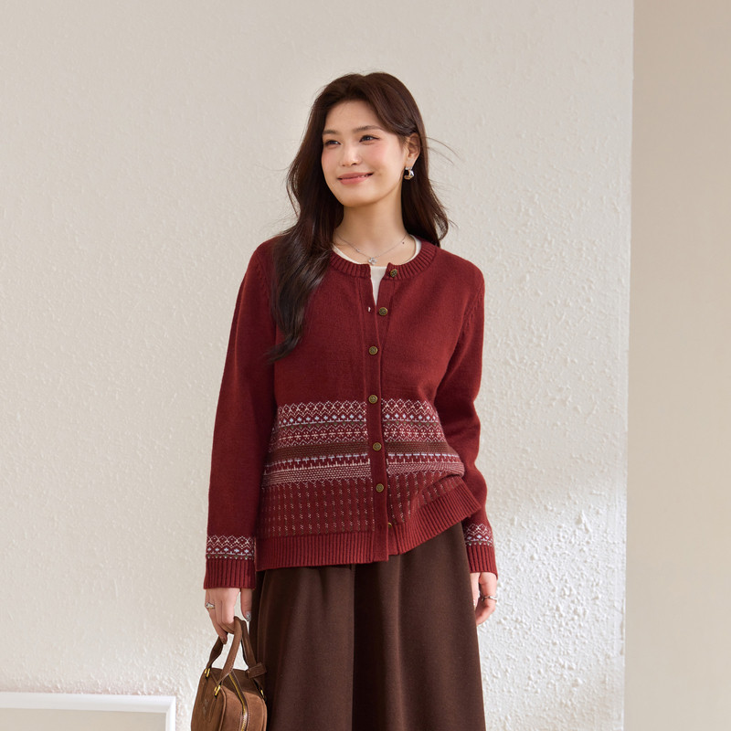 【费尔岛】重工提花圣诞红百搭软糯毛衣纤莉秀大码女装胖mm春新款,女装/女士精品,大码内搭,淘宝优惠券,粉丝福利购,淘宝优惠卷