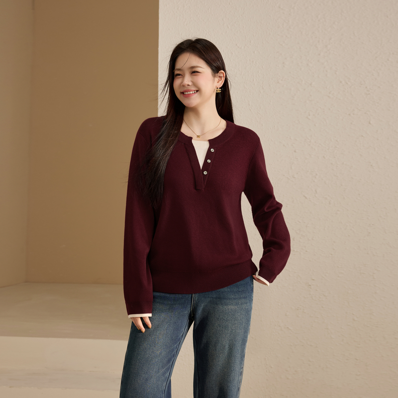 【软糯拼色毛衣】纤莉秀大码女装时尚设计感上衣胖mm2025冬装新款