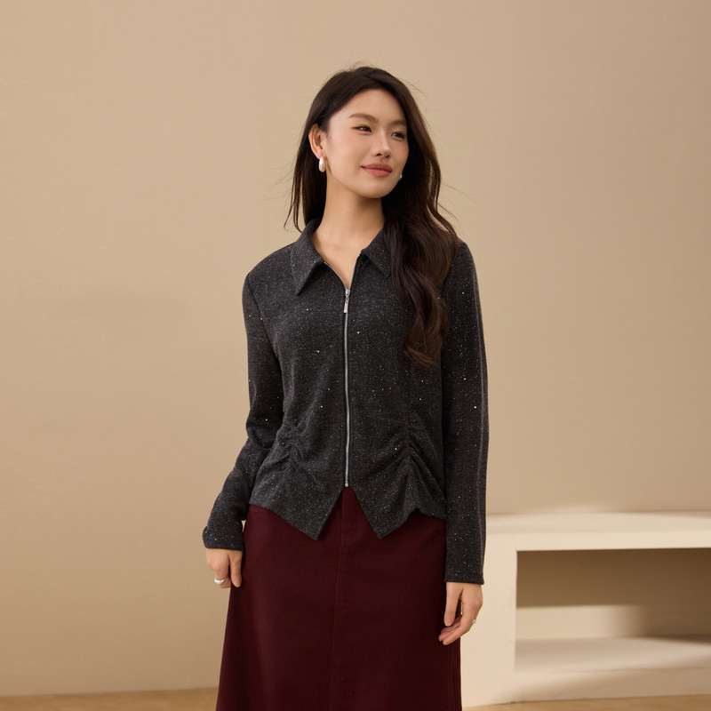 【时髦烫珠片针织衫】纤莉秀大码女装轻熟风上衣胖mm2025秋装新款,女装/女士精品,大码内搭,淘宝优惠券,粉丝福利购,淘宝优惠卷