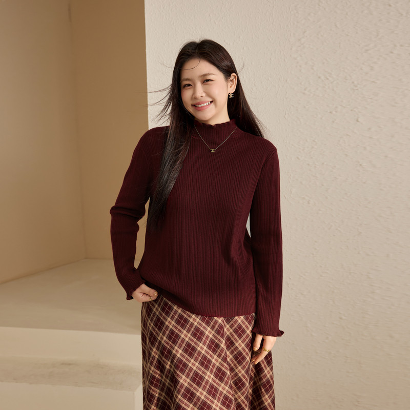 【秋日情书】木耳边半高领软糯不扎毛衣纤莉秀大码女装胖mm冬新款,女装/女士精品,大码内搭,淘宝优惠券,粉丝福利购,淘宝优惠卷