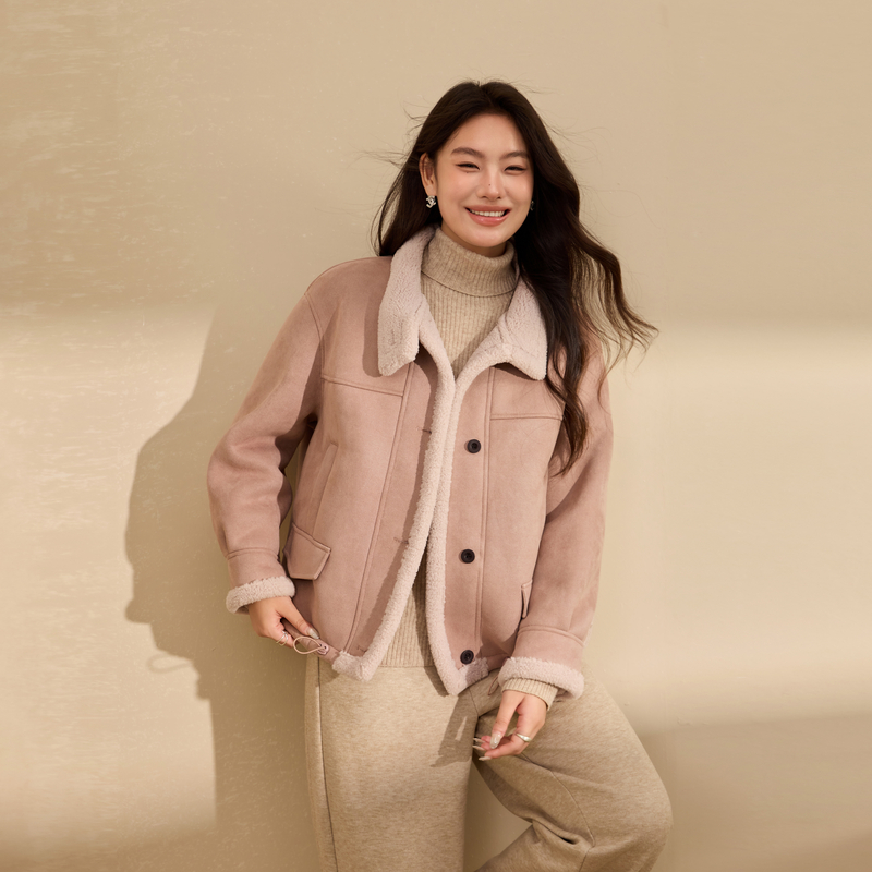 【冬日恋歌】加绒加厚皮毛一体外套纤莉秀大码女装胖mm2025冬新款