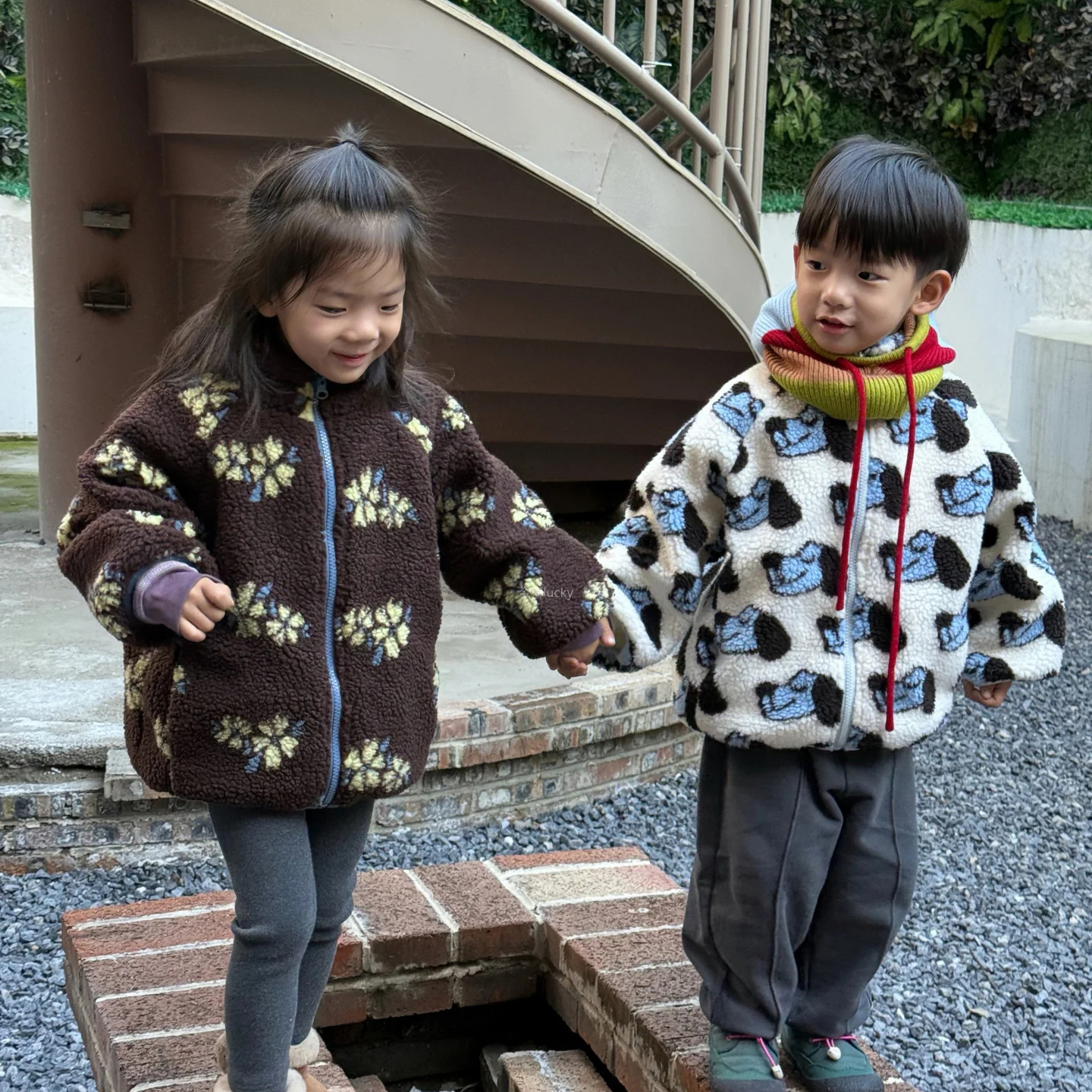 男女童羊羔绒外套加绒加厚亲子装