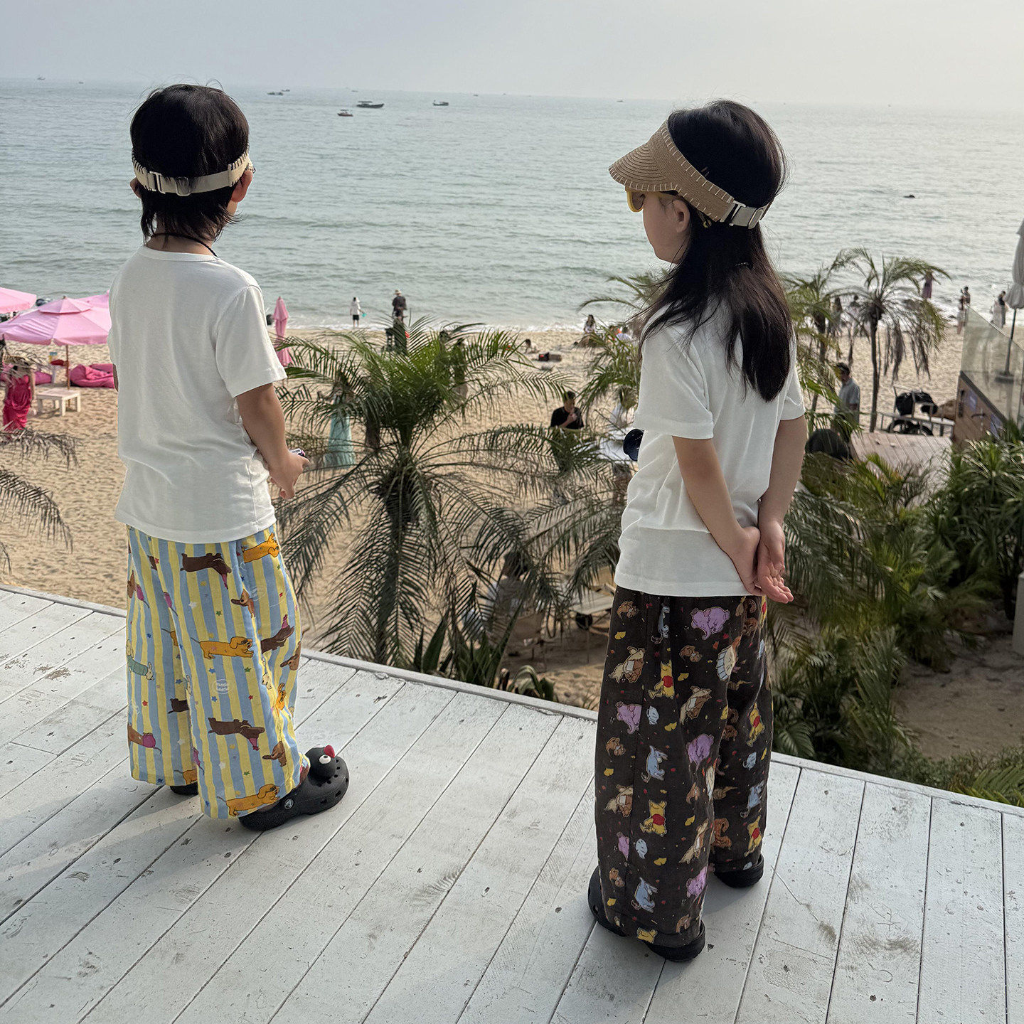 儿童防蚊裤薄款纯棉男宝宝夏季长裤卡通女童直筒休闲裤沙滩度假风