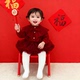 一岁女宝宝周岁礼服生日宴红色衣服春装 裙子女童新年拜年服公主裙