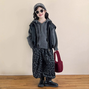 童装女童马甲皮衣外穿洋气小女孩韩版女宝宝早秋穿搭高级感一整套