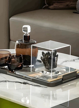现代样板房售楼处酒店洽谈茶几托盘酒具水晶石书籍组合装饰摆件