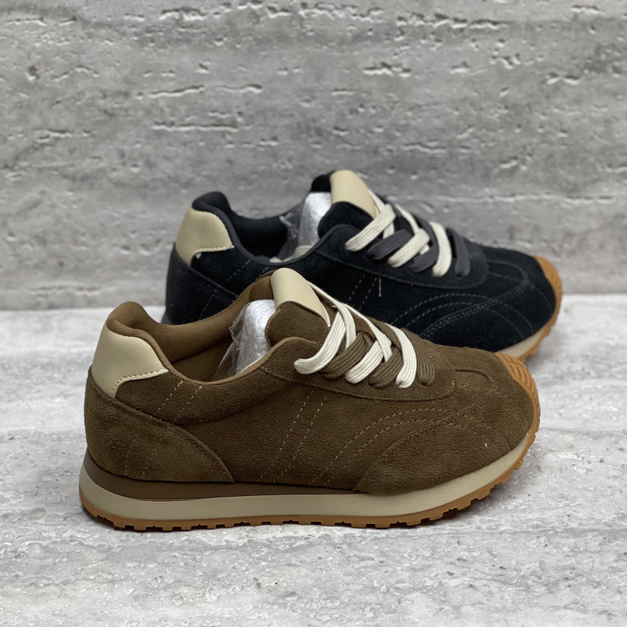 牛反绒系带防滑平底休闲鞋德训鞋