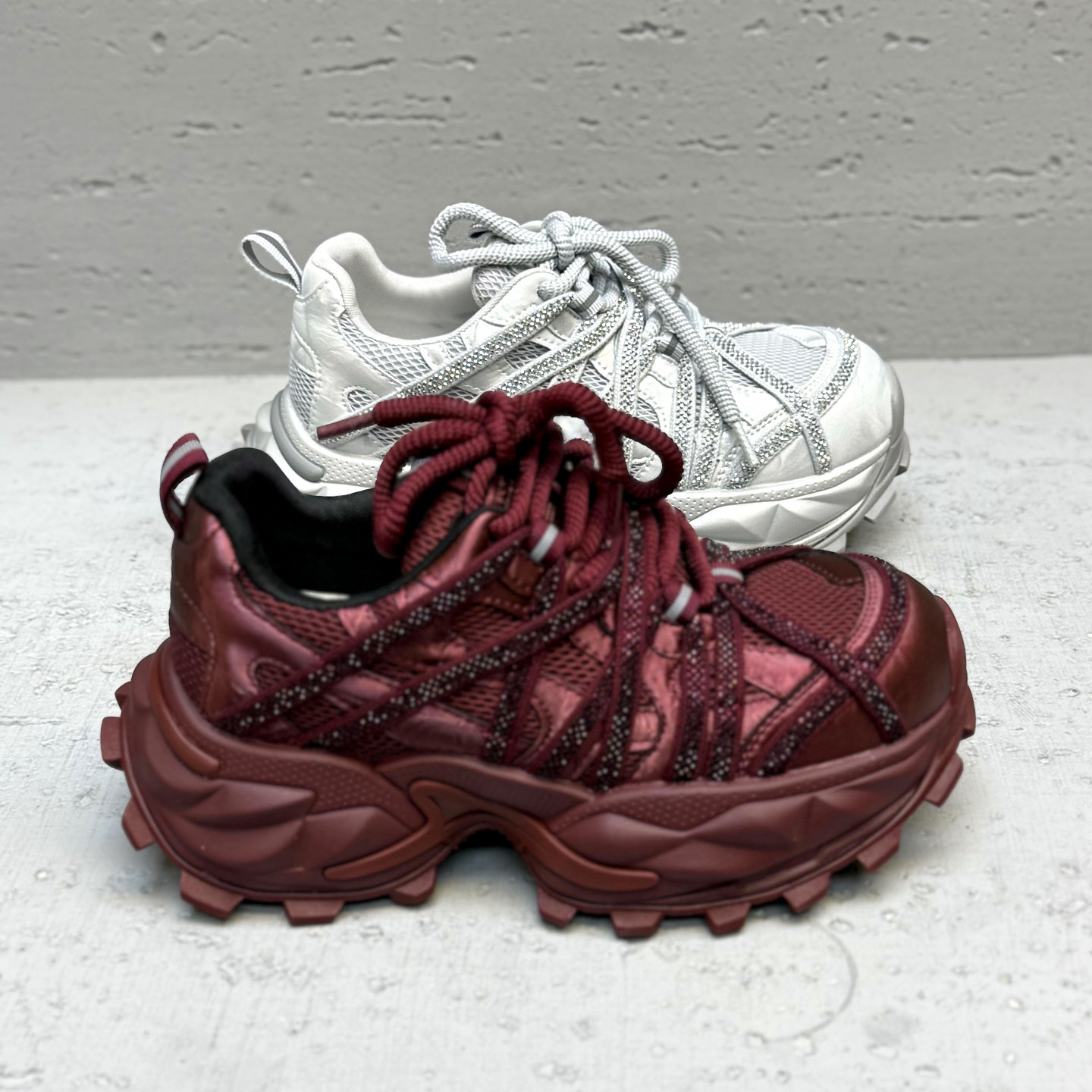 欧洲站欧货女鞋2026春新水钻绑带老爹鞋厚底增高松糕底运动休闲潮