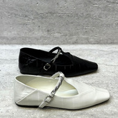 欧洲站欧货女鞋 真皮踩跟平底一字扣平底通勤百搭单鞋 2026春季 新款