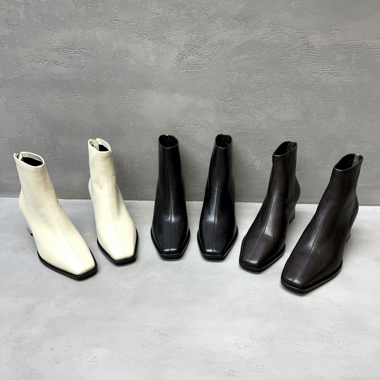 乐魔秋冬新款胎牛皮粗跟短靴女图片