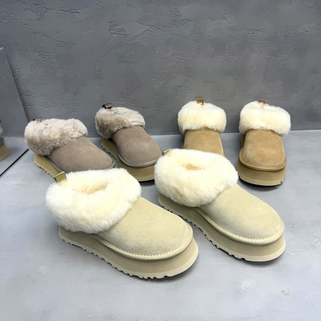 乐魔真皮毛绒厚底保暖雪地靴女