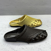 流苏边半拖鞋 欧洲站欧货女鞋 2026春夏新真皮手工编织平底包头拖鞋