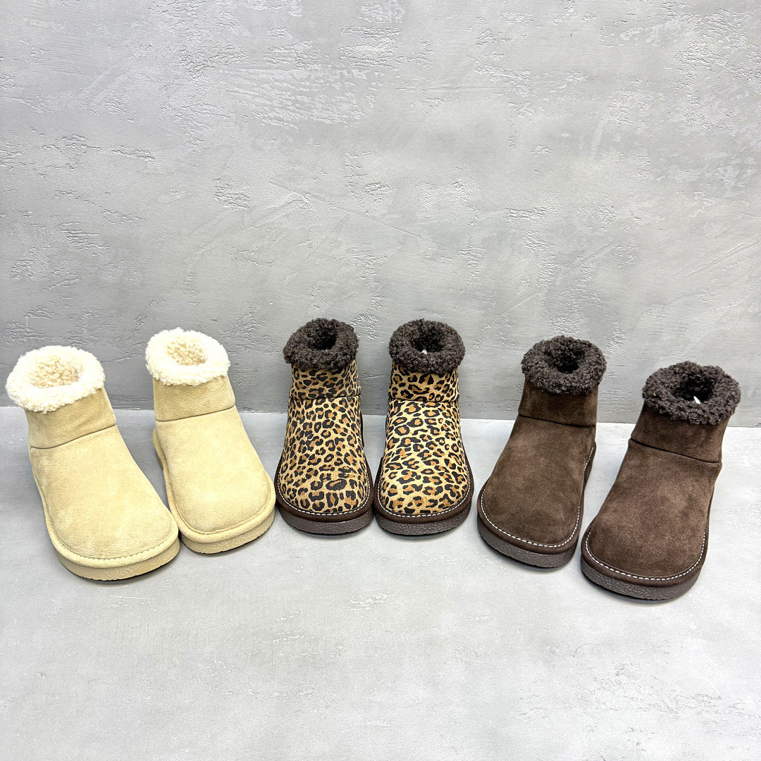 冬季女款反绒加绒保暖防滑雪地靴