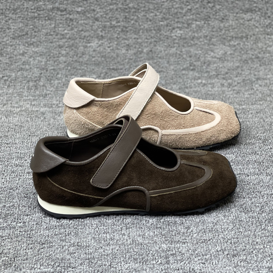 牛反绒平底低跟玛丽珍鞋女单鞋