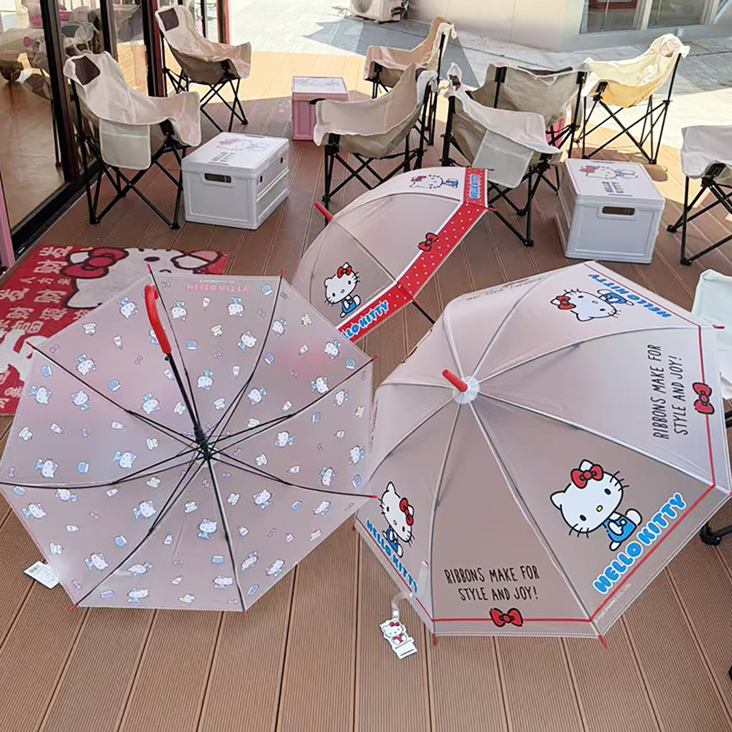 正版hellokitty磨砂透明雨伞长柄伞kt凯蒂猫儿童小学生可爱直杆伞图片
