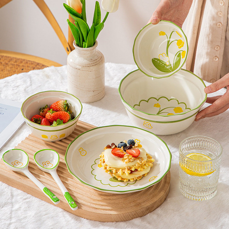 6件套装碗碟家用餐具一2人食陶瓷碗盘组合情侣日式可爱ins仪式感