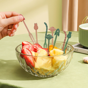 可爱创意水果叉家用甜品小叉子水果签果插套装带盒子收纳罐ins风