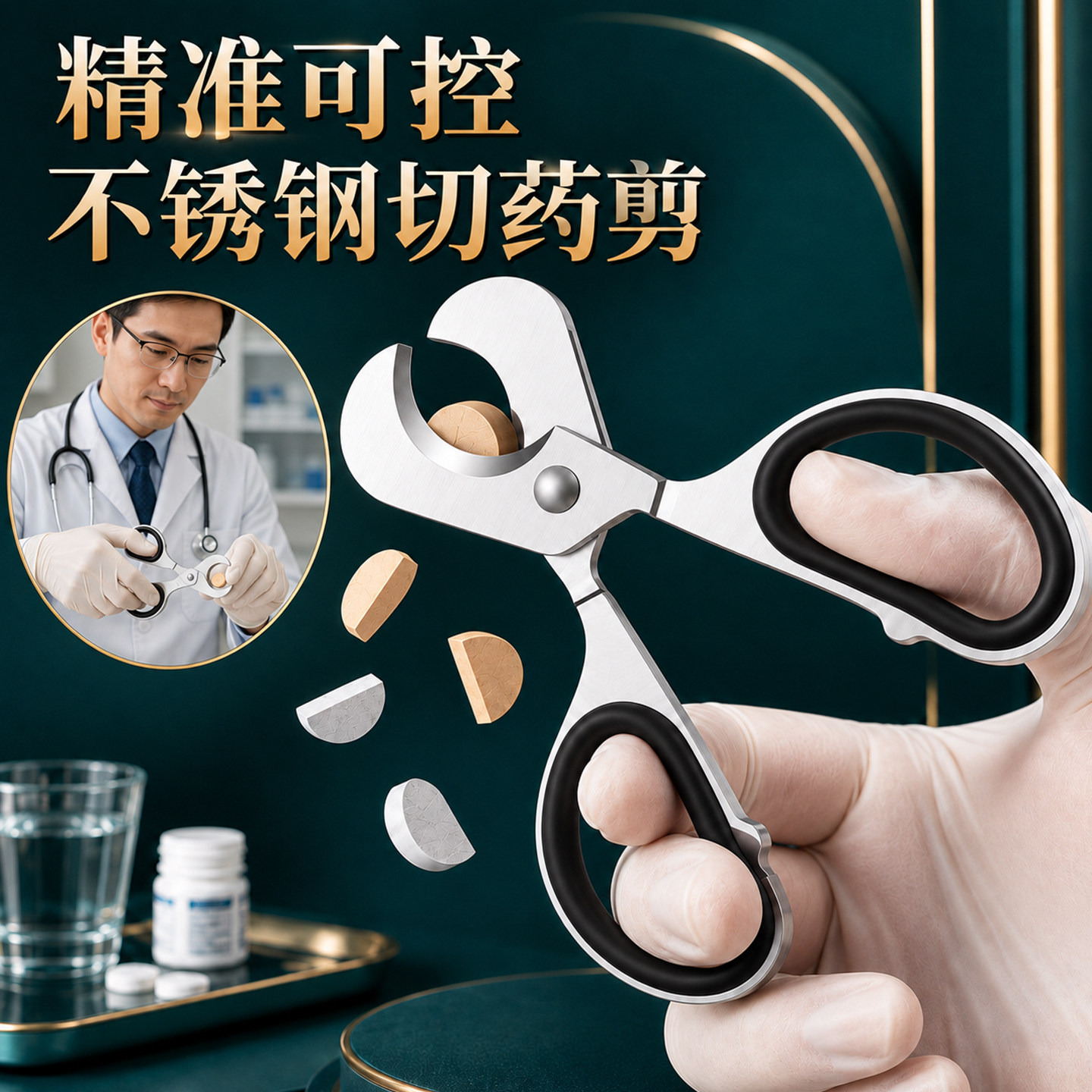 不锈钢切药器二分之一药片剪药器一分二切药片神器便携分药小剪刀