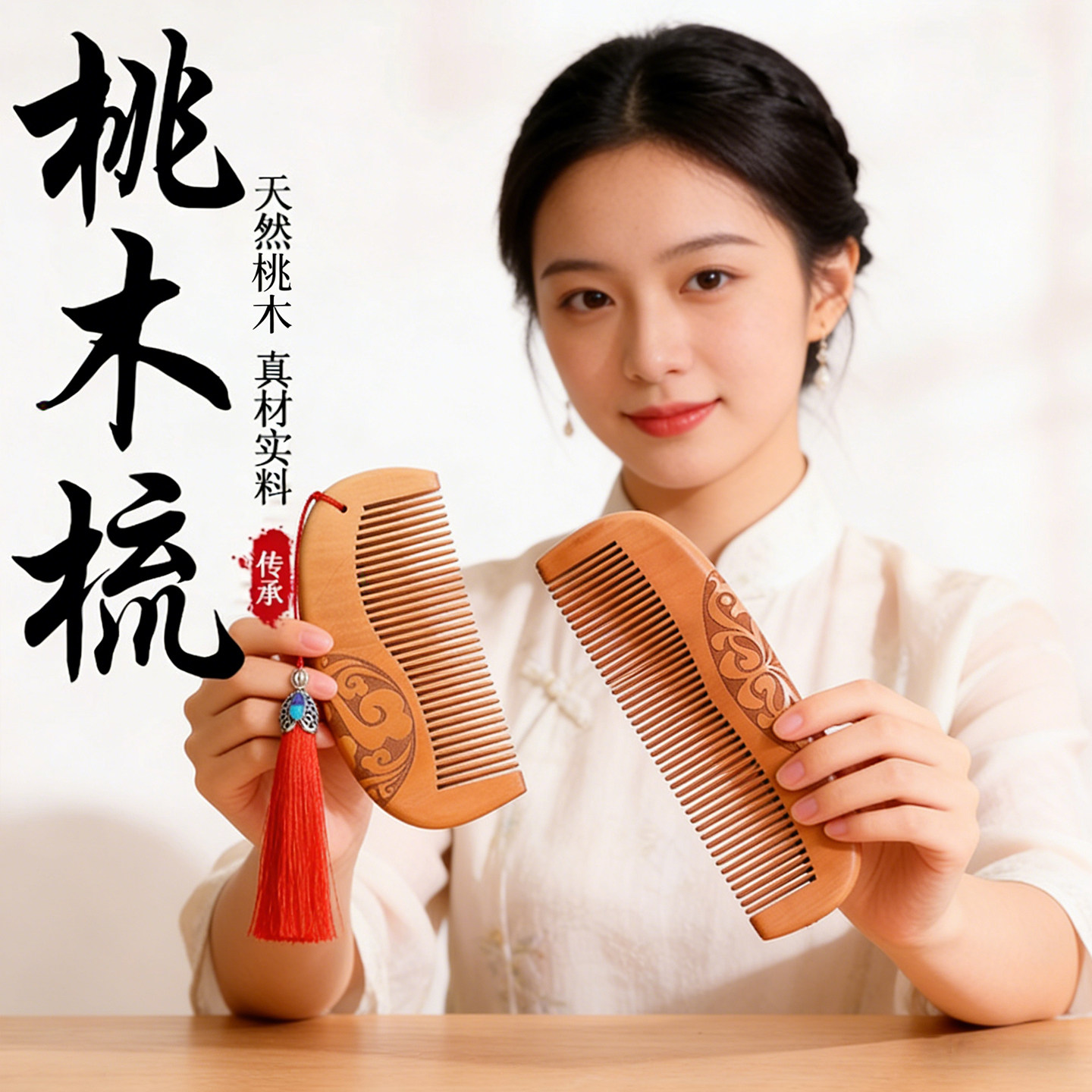 桃木梳子家用经络梳子