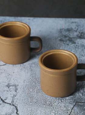 外贸出口杯子 denby 哑光蓝色鹅软石黄点锈色马克杯 个人小号杯子