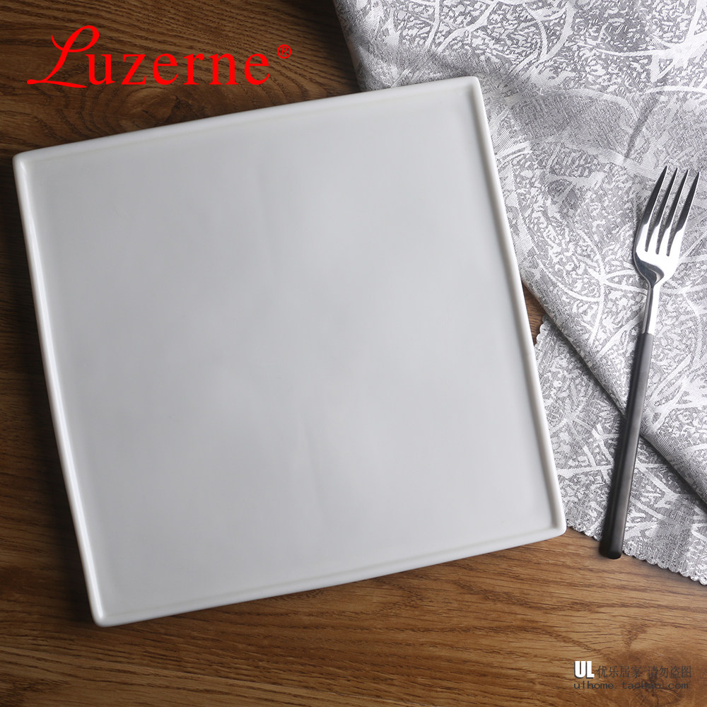 西式餐具正方形纯白色陶瓷平面盘子糕点盘 蛋糕盘托盘 【低价处理