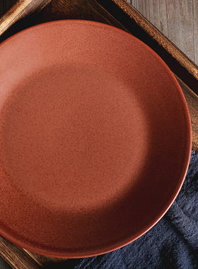 磨砂  咖啡色创意陶瓷西餐餐具盘子 Sango外贸出口标的平盘牛排盘