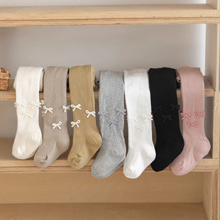 女童连裤袜白色春季洋气纯灰色棉宝宝百搭春秋薄款儿童打底裤袜